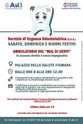 CONTINUA ANCHE PER L&#039;ESTATE IL SERVIZIO DI URGENZA ODONTOIATRICA S.U.O. - ASL3 AMBULATORIO DELLA FIUMARA